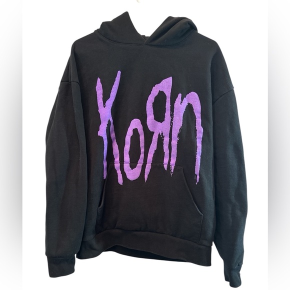 KORN Official 2024 LIVE North America Tour Heavyweight Hoodie Large Black EUC - Picture 1 of 7